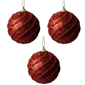 Jogo 3 Bolas de Natal Cinto Papai Noel Vermelho 10cm