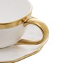 Jogo 2 Xícaras Chá C/ Pires Dubai Porcelana Borda Dourada 200 Ml Wolff